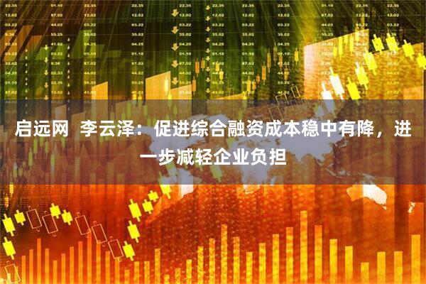 启远网  李云泽：促进综合融资成本稳中有降，进一步减轻企业负担