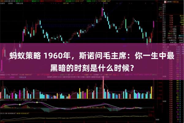 蚂蚁策略 1960年，斯诺问毛主席：你一生中最黑暗的时刻是什么时候？